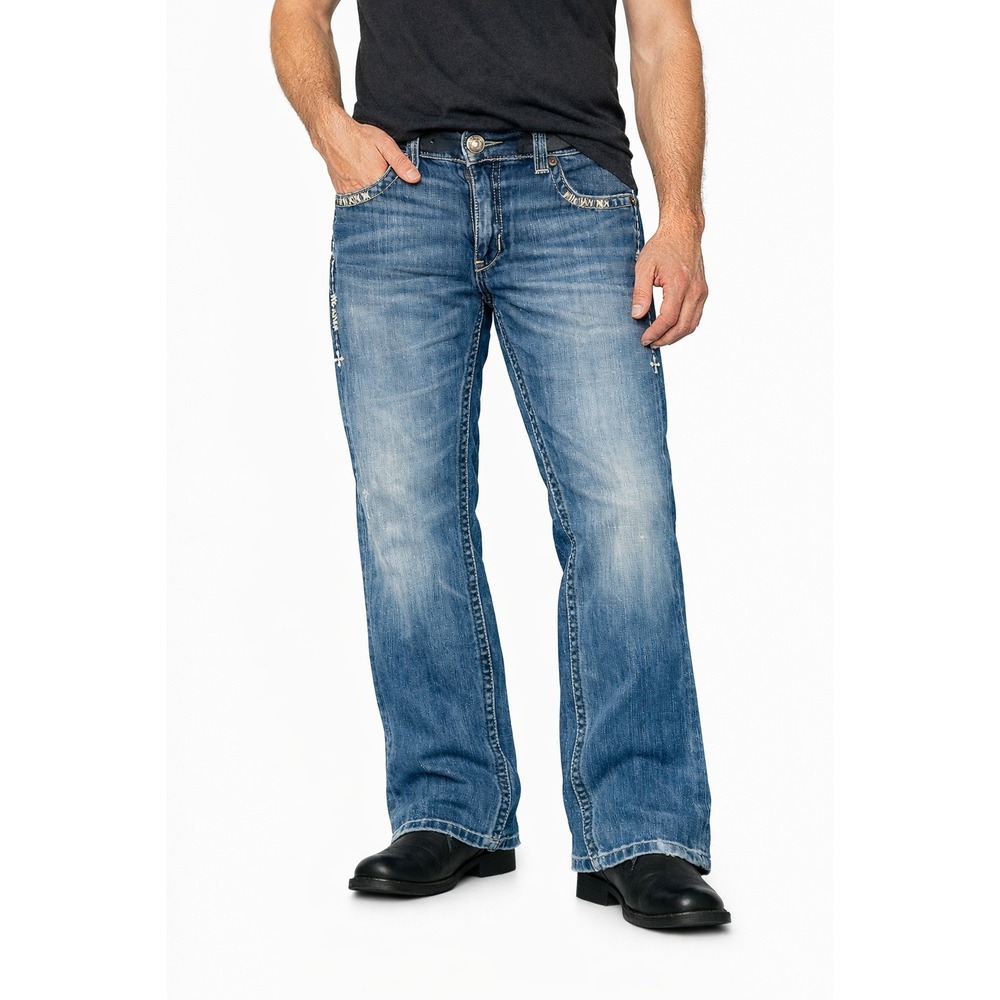 Affliction‎ Cooper Bootcut Jeans Size 31 Distressed Stitching Y2K